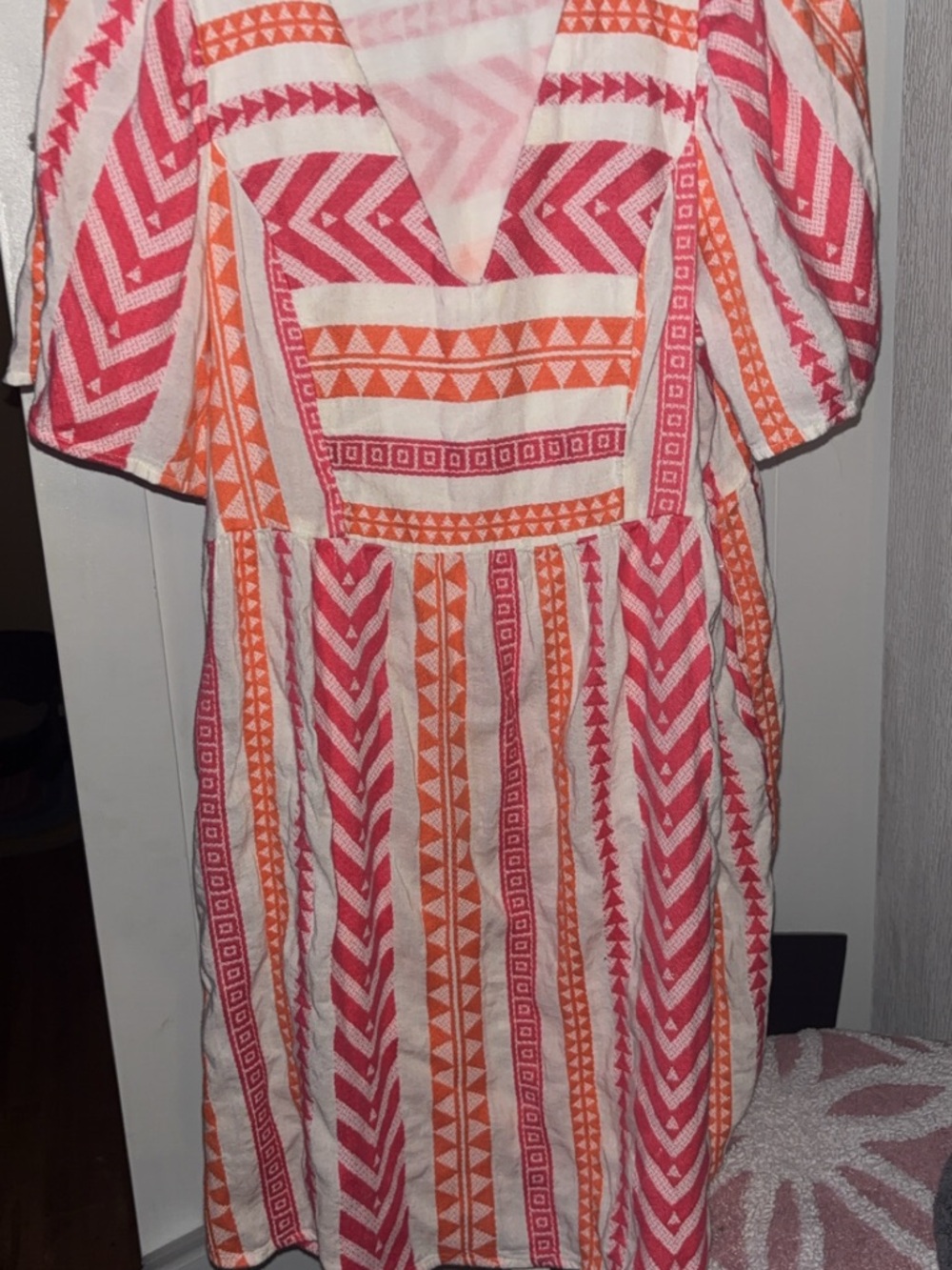 Pink & Orange Striped Tribal Print Dress Old Navy (medium)